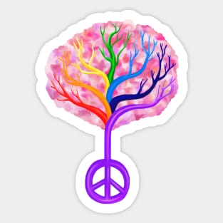 Cherry Blossom Rainbow Peace Tree Sticker